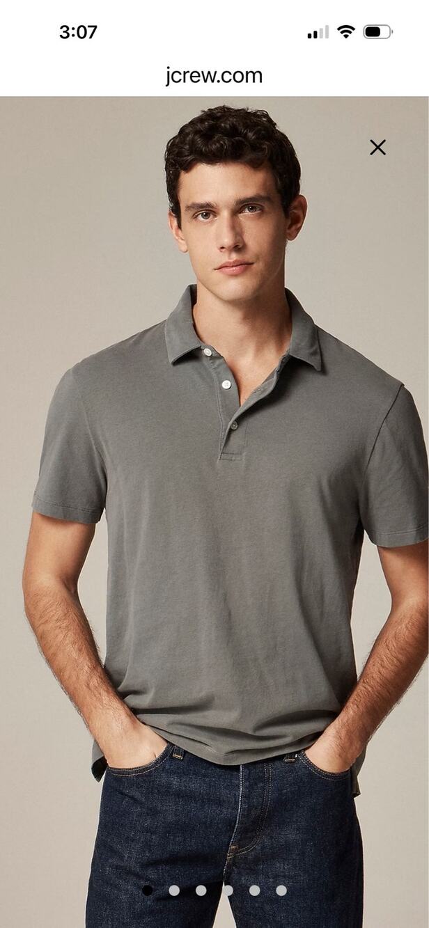 J. Crew Classic Untucked Sueded Cotton Polo Shirt Dusty Charcoal Gray Big 2XLT